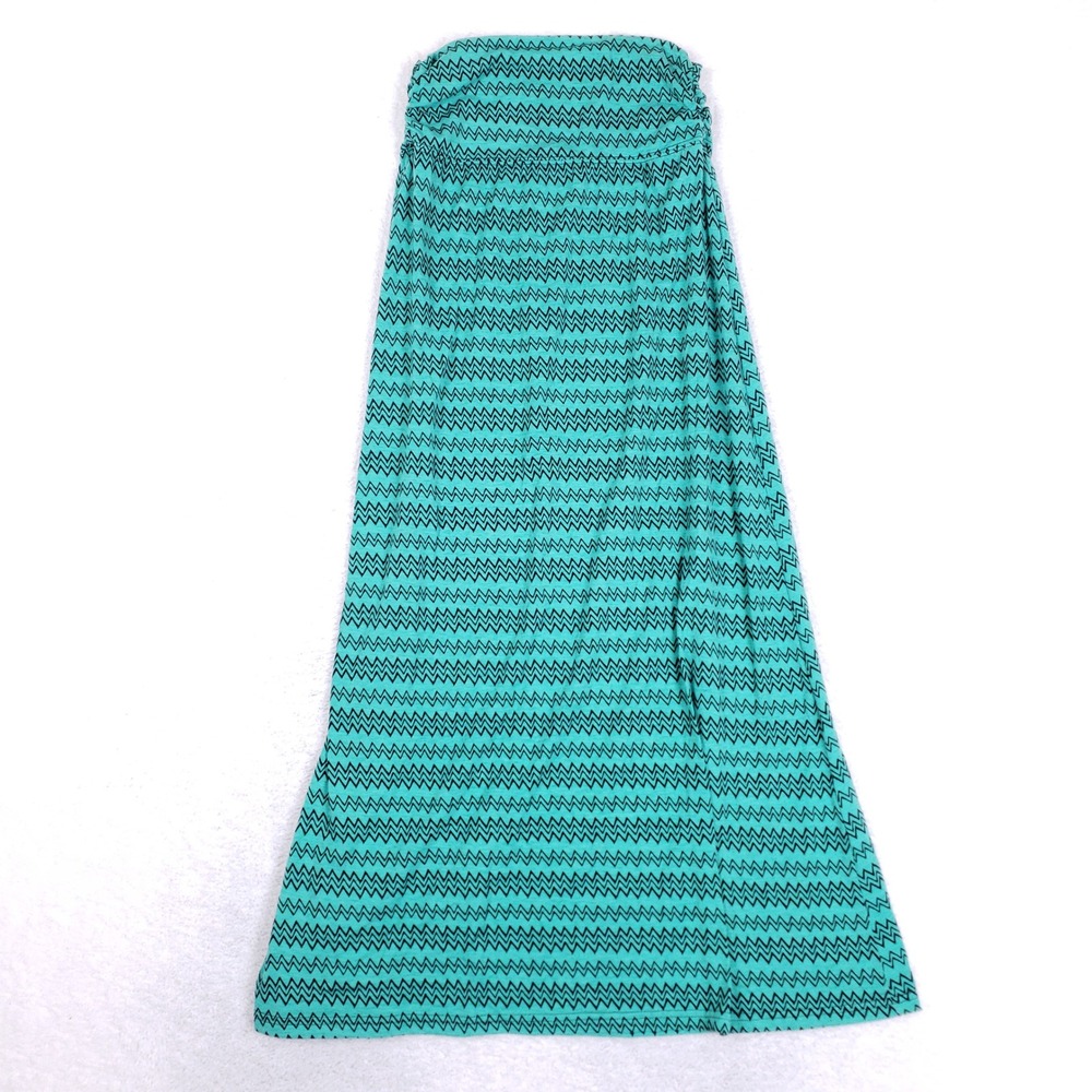 Ultra Flirt‎ Teal Black Chevron Zigzag Strapless Smocked Maxi Dress Medium